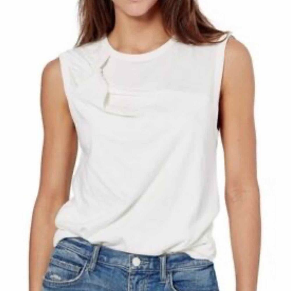 Joie Hillhurst Twist Front Sleeveless Shirt Tank Top Size XL Porcelain White